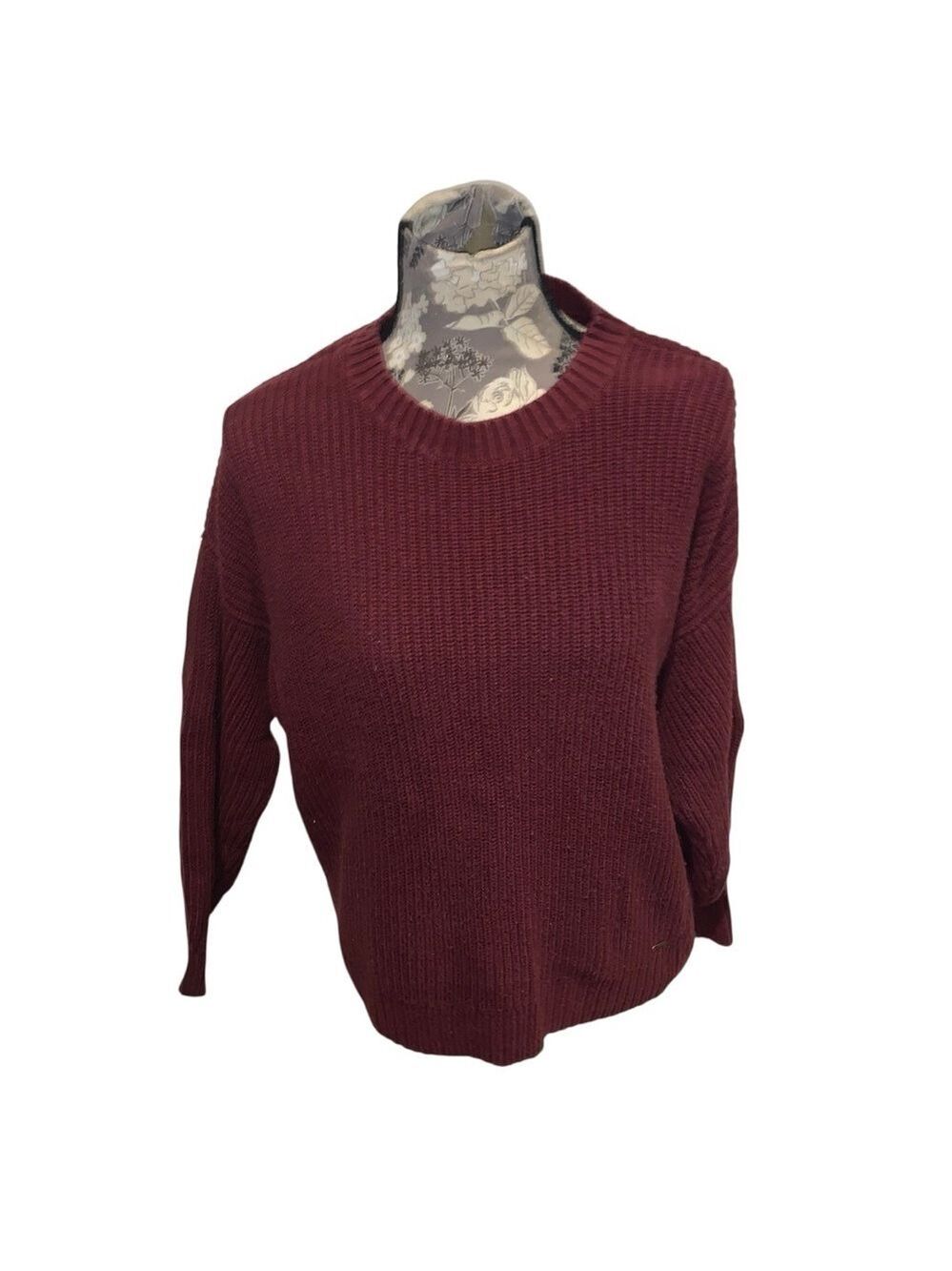 HOLLISTER Burgundy Knit Crewneck Sweater size XS
